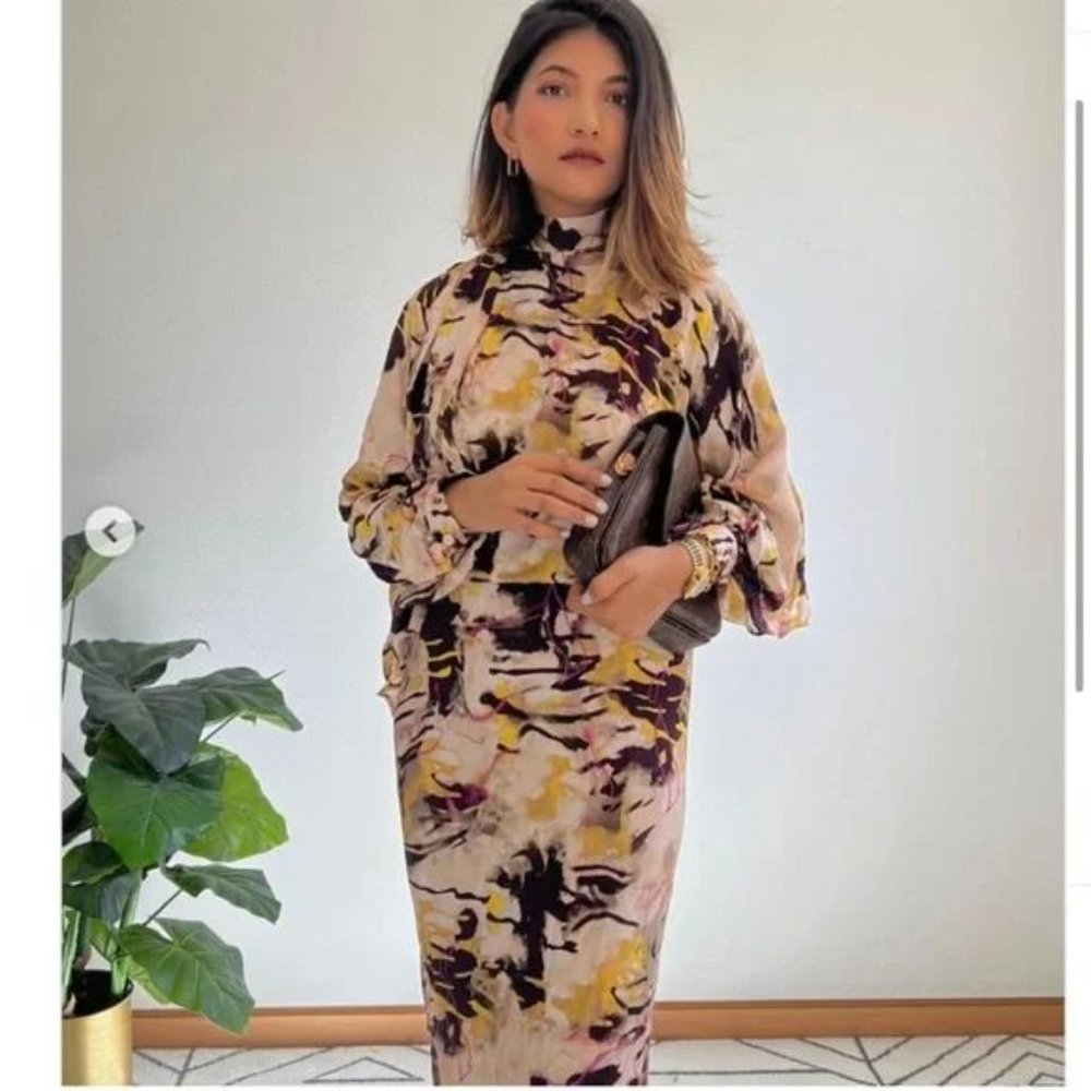 ZARA DRESS PRINTER MIDI MULTICOLORED - Picture 2 of 4